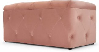 An Image of Hampton Rectangle Storage Pouffe, Blush Pink Velvet