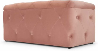 89677d0f5ce4079fee7aafd35450ffbdc95908222f4431c6e0d6308150856edd.jpg An Image of Hampton Rectangle Storage Pouffe, Blush Pink Velvet
