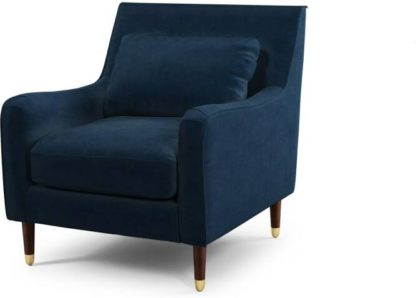 94de3ac977ea2964a96cb04991d9563c2a5d96d2005ed2e92262ecef2f6edb47.jpg An Image of Content by Terence Conran Oksana Armchair, Plush Indigo Velvet with Dark Wood Brass Leg