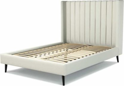95dfb0b0aa25978c97d0ee488c2d95c7991251edeb2468d092de803ea67ecb25.jpg An Image of Custom MADE Cory Double size Bed, Putty Cotton with Black Stained Oak Legs