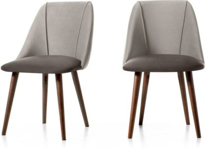 964d7811de864c5c03651091882fae634eda4acbe4b88ad09e26280be9113d24.jpg An Image of Set of 2 Lule Dining Chairs, Light and Dark Grey Velvet