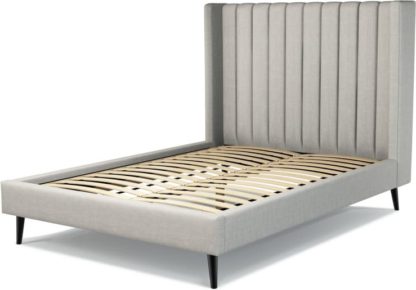 99d3eb8b66f9266768afc8ce847667a68b97f388b2283339cda50d4c17813b9f.jpg An Image of Custom MADE Cory Double size Bed, Ghost Grey Cotton with Black Stained Oak Legs