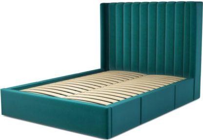 9f876fbb907657a890a014af56ca3c6b38bcf170e0e7d8e5cafd09d9c34c4fb5.jpg An Image of Custom MADE Cory Double size Bed with Drawers, Tuscan Teal Velvet