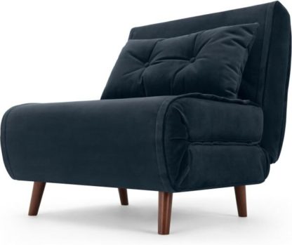 a77533ad519453c3f8b192e0a338c2c7fe53fae966f362e72d8a85a9e72ae906.jpg An Image of Haru Single Sofa Bed, Sapphire Blue Velvet
