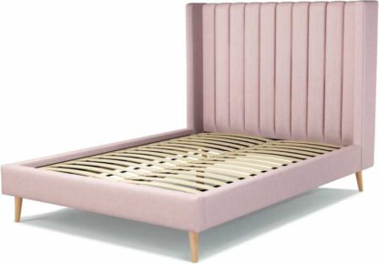 af24ff3859caaa5550f7e25aba1337c6037d26c3c5abf0f5f1d6518038f8b6be.jpg An Image of Custom MADE Cory Double size Bed, Tea Rose Pink Cotton with Oak Legs