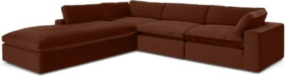 b31bf993402c53448b44fc2d752861dc46abe34f6112c9ee203e0a17285435cb.jpg An Image of Samona Left Hand Facing Full Corner Sofa, Amber Velvet