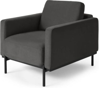 b373fb100d5f22fc6f635a7011727f9f47f058610696d29a99deb50fa475b216.jpg An Image of Jarrod Armchair, Plush Asphalt Velvet