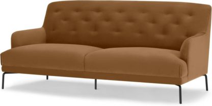 b57b63c79cf71632315d30889e9a31389c4ae3c198fba2f18ab281c01cd1fba4.jpg An Image of Attwood 3 Seater Sofa, Golden Amber Velvet