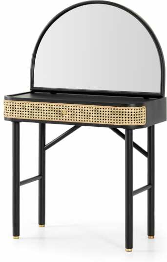 b77fa0b6fa57a28ddd6b32793b0a7e2a65e69be10d2c00481bc15c026cb62394.jpg An Image of Ankhara Dressing Table, Rattan & Black Stain Oak