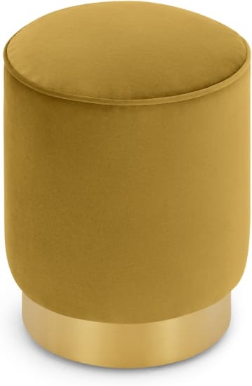 bcd24ab6f197bd599c5845b16b66b427e5d38da6cc6124bcb9cf17261dfe20cc.jpg An Image of Hetherington Small Brass Base Pouffe, Vintage Gold Velvet