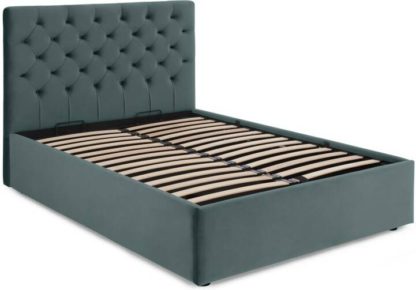 c0941712eb47ace7b4d58b181c883056cba53aa249f3eae3128331af6d8d05ba.jpg An Image of Skye Double Ottoman Storage Bed, Marine Green Velvet