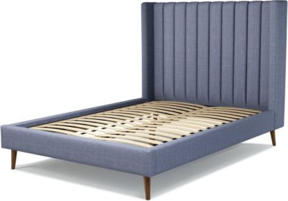 c6b556d5ea9604c3feae05e7b269abf9090e35bed0b05bbb11dfa3bff5755415.jpg An Image of Custom MADE Cory Double size Bed, Denim Cotton with Walnut Stained Oak Legs