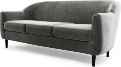 c99a0cdca7d4f1b61eadbfa504b548b6adb7189f9825d4425a999c645d15a601.jpg An Image of Custom MADE Tubby 3 Seater Sofa, Steel Grey Velvet with Black Wood Leg