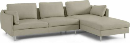 cdaa4f4ab426d0a761498c2ab081d546264fbf3f41b5724d045f7bc668efe30e.jpg An Image of Vento 3 Seater Right Hand Facing Chaise End Sofa, Pale Putty Leather