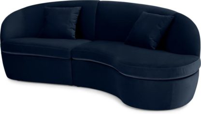 cfb3f784293e357ba73549ffa25fa1c13844b2e6a25e574223407c2b8a8b1e4a.jpg An Image of Reisa Right Hand Facing Chaise End Sofa, Ink Blue Velvet