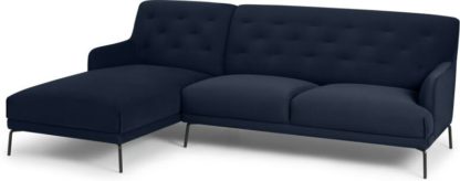 d2d0ff2aaff75496e00d056a1fac573604d5b91b8dc4021bf52f9226a382f2be.jpg An Image of Attwood Left Hand Facing Chaise End Corner Sofa, Ink Blue Velvet