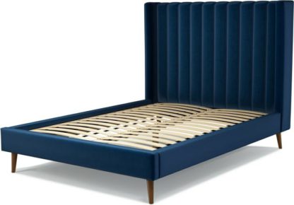 d470b6b1c0315ad2ce37b4047a190c4648c94c9f035d5d046f357beccd9cf3cf.jpg An Image of Custom MADE Cory Double size Bed, Regal Blue Velvet with Walnut Stained Oak Legs