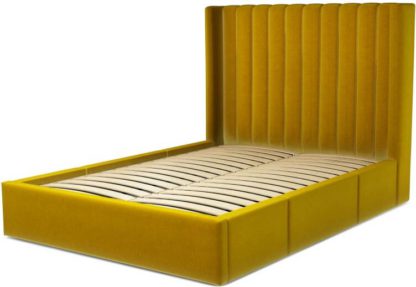 d718f91284f374d10ae0d80aab183fe36fb2e7e1f5d204c23035a5bca86f84b3.jpg An Image of Custom MADE Cory Double size Bed with Drawers, Saffron Yellow Velvet