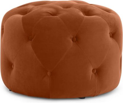 dcc99c8519f5b4e921d1bef3a9a429ebd0f083569f237dacff425fdf20189f2e.jpg An Image of Hampton Small Round Pouffe, Nutmeg Orange Velvet
