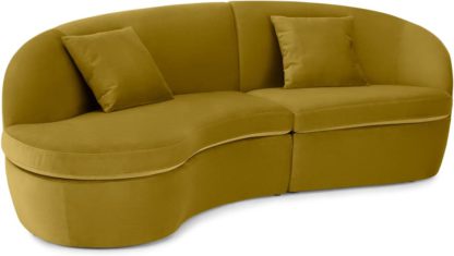 de7b44422eded5966b34b7b772bcd2992c54338eb2774c0cbe85f69dda8ab869.jpg An Image of Reisa Left Hand Facing Chaise End Sofa, Vintage Gold Velvet
