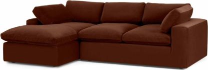 e01079b42719fdd1fdf6abad4bd3160c1fa43f8809dfa0fe2354804cb065966b.jpg An Image of Samona Left Hand Facing Chaise End Sofa, Amber Velvet