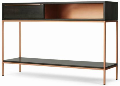 e6df419f06d89783fea3df9010ff0d881bb44e7a9376e1deecb27fe7e8be8bf1.jpg An Image of Anderson Console Table, Mocha Mango Wood & Copper