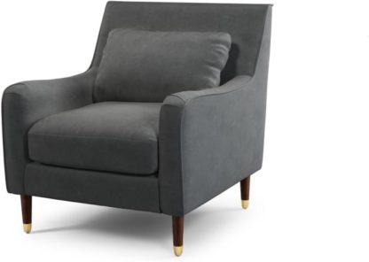 f0d99aa01b43e59386a52c02e3b8e788ccde4a4cf8d2f09b65f6c05e633dc0df.jpg An Image of Content by Terence Conran Oksana Armchair, Plush Shadow Grey Velvet with Dark Wood Brass Leg