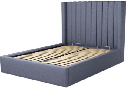 f20516e1d5ba1339e8986882d8eb242768bcfdb1d16acc166deb1e63f7fd6436.jpg An Image of Custom MADE Cory Double size Bed with Ottoman, Denim Cotton