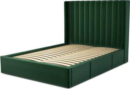 f4250f6a71c7957570580c9368321f55f5a013f4a187b05ac4fc739731d608b6.jpg An Image of Custom MADE Cory Double size Bed with Drawers, Bottle Green Velvet