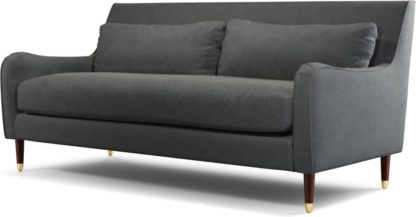 fcb194a90043a04fb58511ea05b4f2320206cc966495d9e08eb476ccdd99e9e7.jpg An Image of Content by Terence Conran Oksana 3 Seater Sofa, Plush Shadow Grey Velvet with Dark Wood Brass Leg