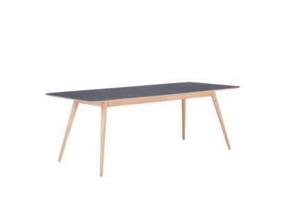 0e4c128413aa85dcc78f6d3b6dd6db1502dc379fc88a3a83e3f4845593c50353.jpg An Image of Gazzda Linn Dining Table Dark Olive Linoleum 160x90x75cm