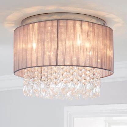 19cbdfcc4014f5a992aff23d6b1e255b8737c08a689662436bb322d6eefd6248-1.jpg An Image of Riah 1 Light Jewels Shade Grey Flush Ceiling Fitting Grey