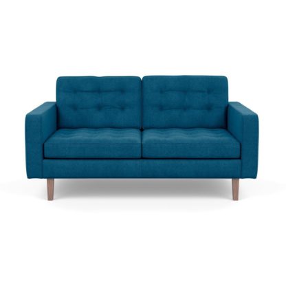 1e1c27da9231ef9853a9d900f59f6461361ff9aabdaf97d910f5bf73d14e0bcb.jpg An Image of Heal's Hepburn 2 Seater Sofa St Mortitz Wool Teal Walnut Feet