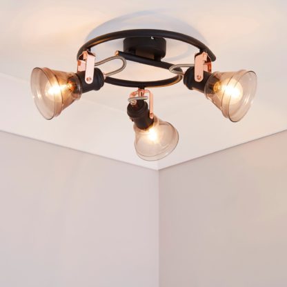 20ff297f13cb2b6c6cf900cfa7e3074b413b2725b30ecea5564be744e675eb5f-1.jpg An Image of Milas 3 Light Black Industrial Semi-Flush Ceiling Fitting Black