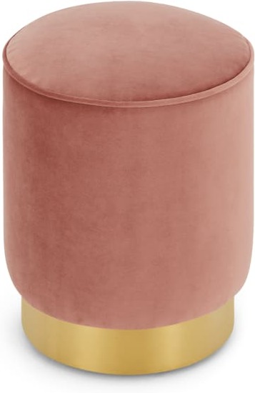 274ef2fa3091279ecc7a60e3f4ef775ae297c9227156b11266683079f32cd9b6.jpg An Image of Hetherington Small Brass Base Pouffe, Blush Pink Velvet