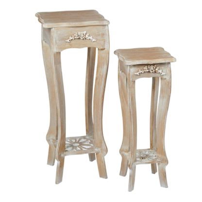 34bc205710abcd326178f0744ef686023a5604fbd54f6a69c552e41d32e84428-1.jpg An Image of Provence White Set of 2 Plant Stands White