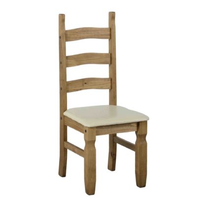 3ae4f055760302c469461e28651f3a5626b642c4e4940afd2d6bb99ddedc79e6.jpg An Image of Corona Pine Pair of Cream Dining Chairs Natural