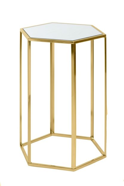 4658edde63dc389b5b5020fd96995b599d525ad91d844dfd129ce1f7a2f792cd.jpg An Image of Alveare Brass and Mirror Side Table
