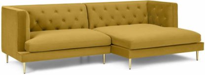 4c9bfd6326604eb9c08c46f8f2daaa77404e413683797fc252bf76925be6443f.jpg An Image of Goswell Right Hand Facing Chaise End Corner Sofa, Vintage Gold velvet