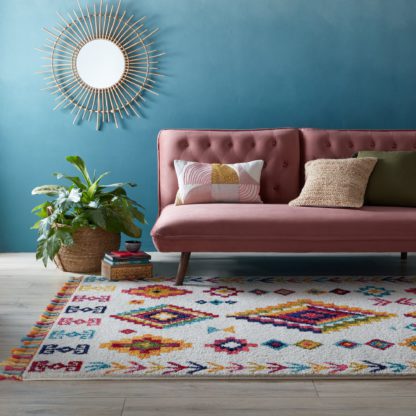 547f7cf7fc9db214a4f9f9ef33b5db26bb5c0579855f667cde1c5883e9248aab-1.jpg An Image of Nakuru Berber Rug White, Blue and Yellow