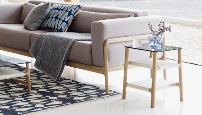 66862c68fa5971ccb23262901519d51ad3ce1fc4ef389fc17f17bb6a8538a939.jpg An Image of Fawn Side Table Oak & Grey Glass