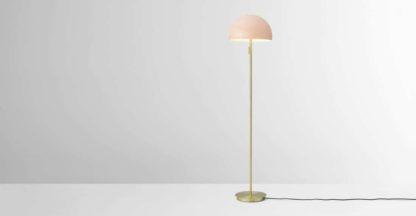 70601f7b75b89b1fef0e34fb42fe1ca0c895ecfee6eec310031601eba4e04253.jpg An Image of Collet Dome Floor Lamp, Pink and Brushed Brass