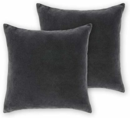 735e81437508c42c57c1b98b5ba017a97c610690ca4fc2be3e0887780347fdab.jpg An Image of Lorna Set of 2 Velvet Cushions, 45 x 45cm, Charcoal Grey