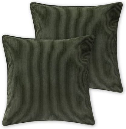 762152ac8b44a4c0f9b320a73df720cccb3912d862ae98ce36bfe8e4517d7eef.jpg An Image of Selky Set of 2 Corduroy Cushions, 50 x 50cm, Sage Green