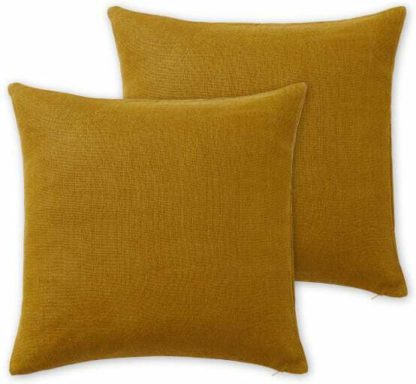 78bff9b2ab8ed6e755d311827f483a6435d5b6fef57e4a110050cdaa8406e722.jpg An Image of Adra Set of 2 100% Linen Cushions, 50 x 50cm, Dark Mustard