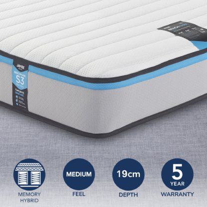 7c5dcecd6de7345630ea53a5c1c1ace0b6210cc4b9fc96db5d1f98c91234f301-1.jpg An Image of Jay-Be Benchmark S3 Memory Fibre Sprung Mattress White