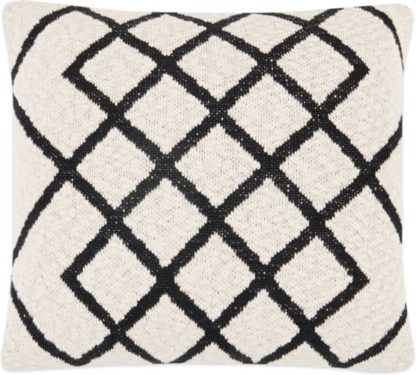 80c623add80873eb2f2c99439a3766f018881709a165382883fc3aaaafa08e8d.jpg An Image of Fes Textured Cotton Cushion, Off White & Black