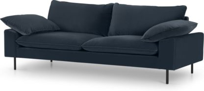 88fb3e3905bf35c6bbdf9f0c0bf536bce05febdf183c56620b89b477975d131c.jpg An Image of Fallyn 3 Seater Sofa, Navy Cotton Velvet
