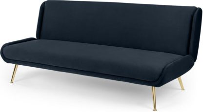 9f8f4cc1ab60cc488abe0479188f20d532eade405ec8c39db74edd8367ecb5a9.jpg An Image of Moby Click Clack Sofa Bed, Sapphire Blue Velvet
