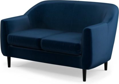 a0bebd8a84b828fc0ac1ca8dd237b1f069b81e121643c10d776d3f2fc316eea1.jpg An Image of Custom MADE Tubby 2 Seater Sofa, Regal Blue Velvet with Black Wood Leg